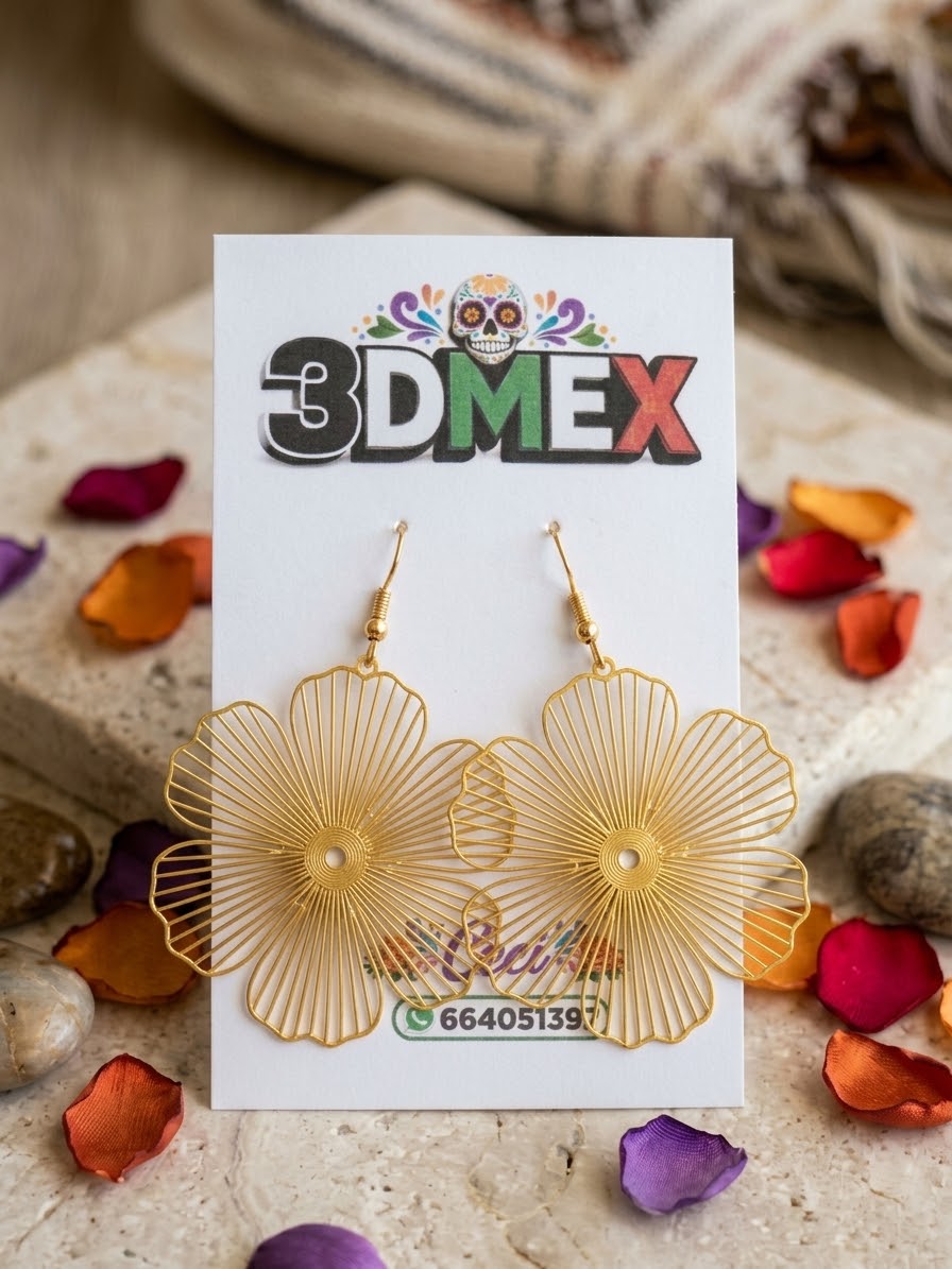 Pendientes artesanales ligeros fabricados con impresora 3D